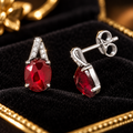 Natural Oval Ruby Drop Earrings Sterling Silver 925 Hallmarked Brand New
