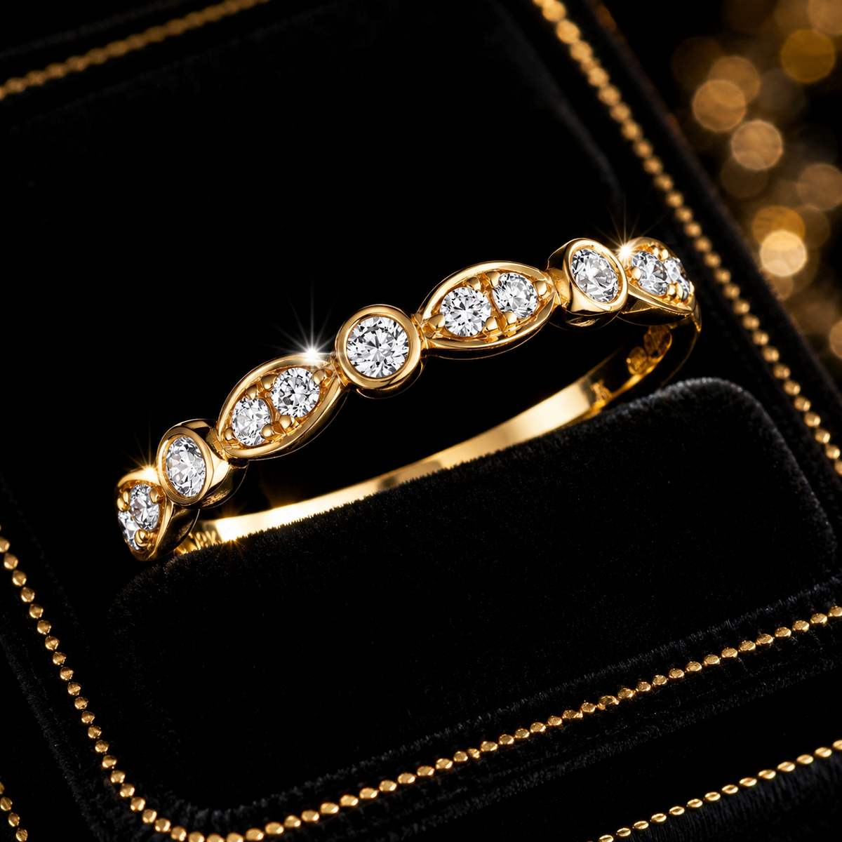 11 Natural Diamond Flush Ring 18ct Yellow Gold Hallmarked Sizes J - Q