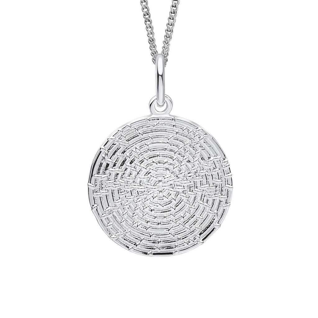 Ripple Disc Pendant Sterling Silver 925 Hallmark All Chain Lengths British Made