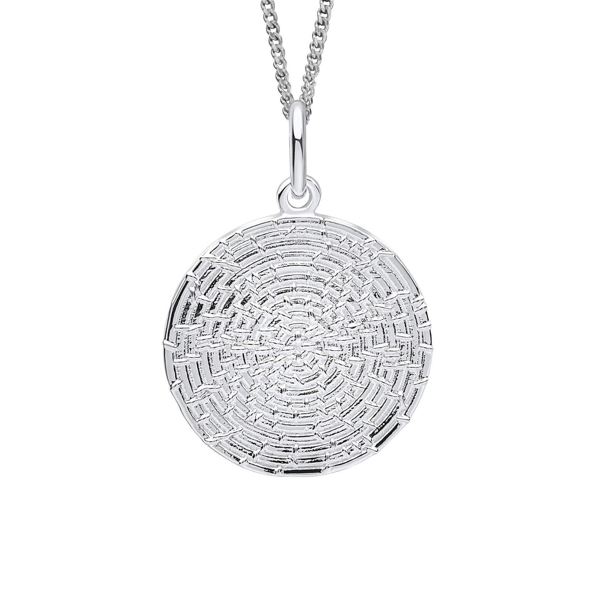 Ripple Disc Pendant Sterling Silver 925 Hallmark All Chain Lengths British Made