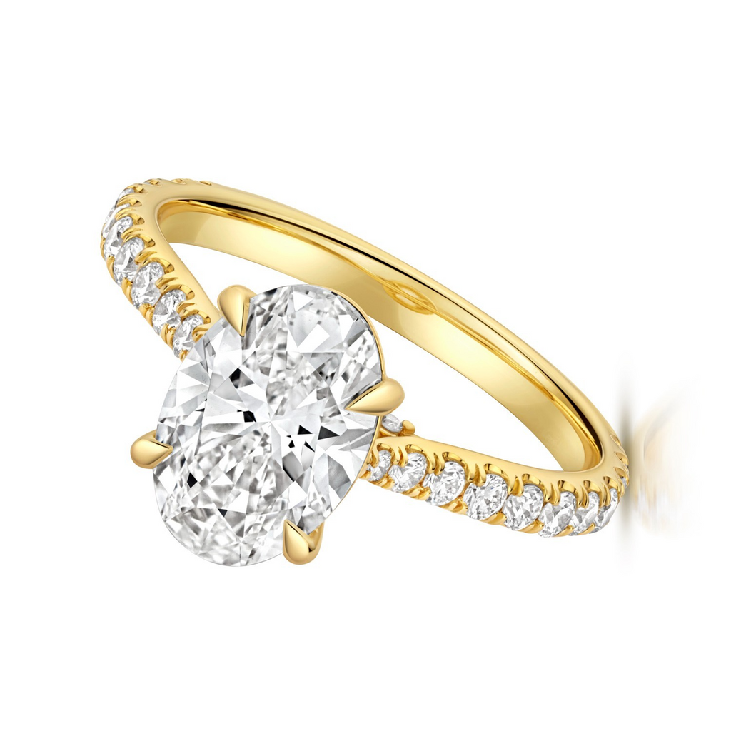 Oval Lab-Grown Diamond Engagement Ring 18ct Yellow Gold Hallmarked Sizes J - Q