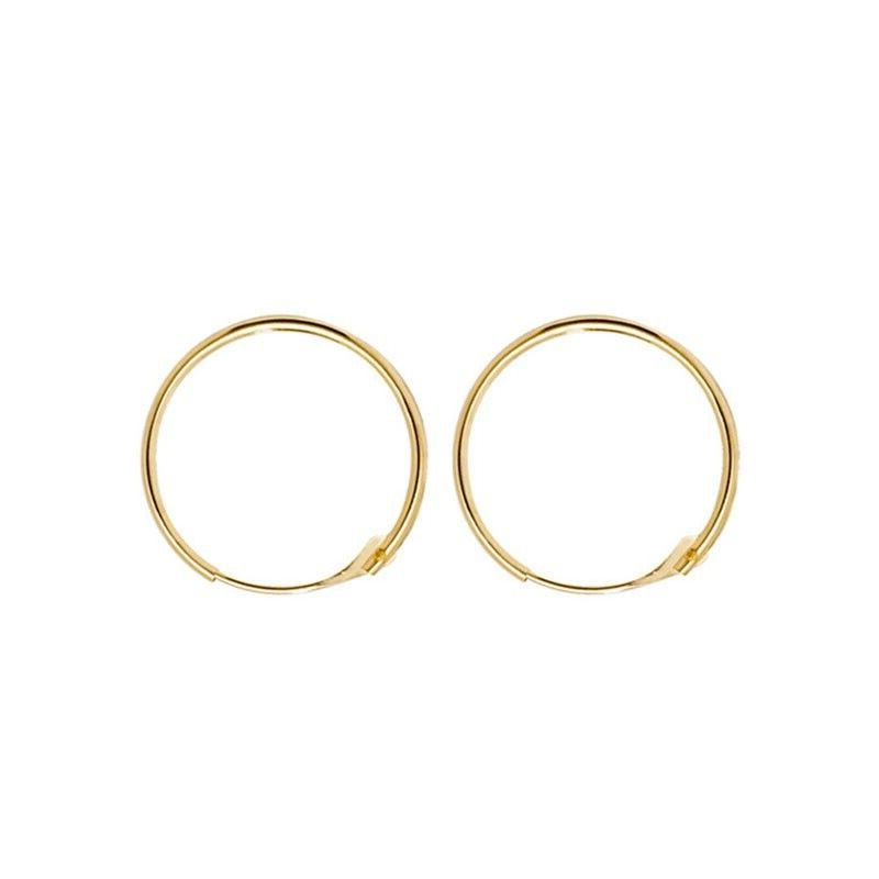 Yellow Gold Hinged Sleeper Earrings 14mm British Made 9 Carat Hoop Creole Hoops