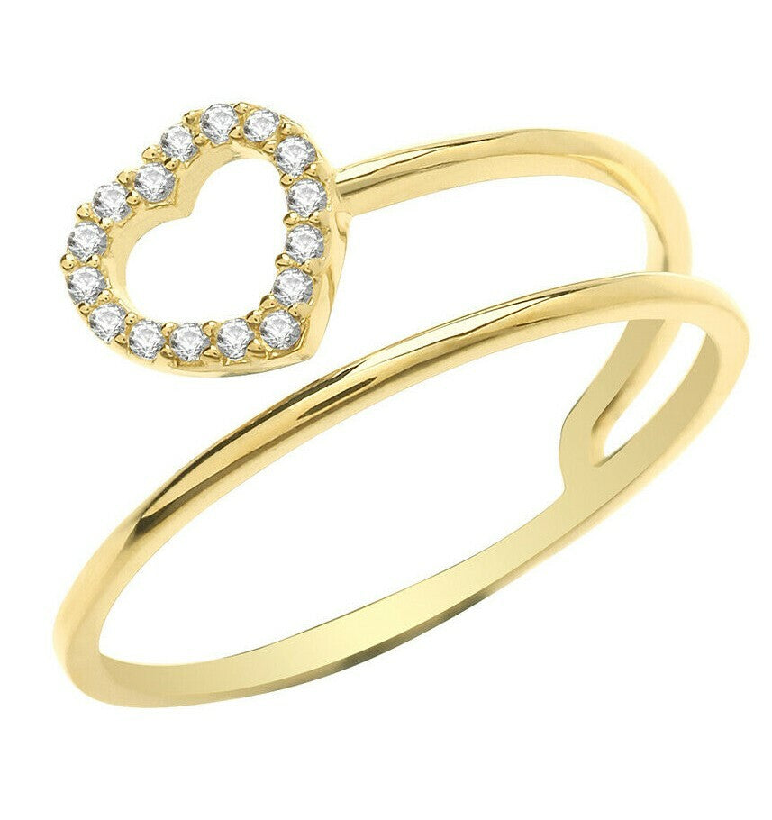 Heart Wrap Ring 9ct Yellow Gold Hallmarked Sizes J - R British Made