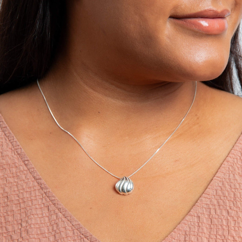 Organic Wave Pendant Sterling Silver 925 Hallmark All Chain Lengths British Made