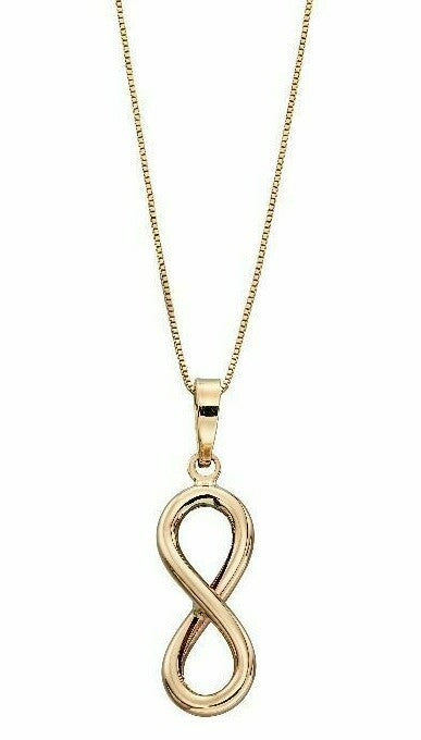 9ct Yellow Gold Infinity Pendant 375 Hallmarked British Made Brand New Boxed