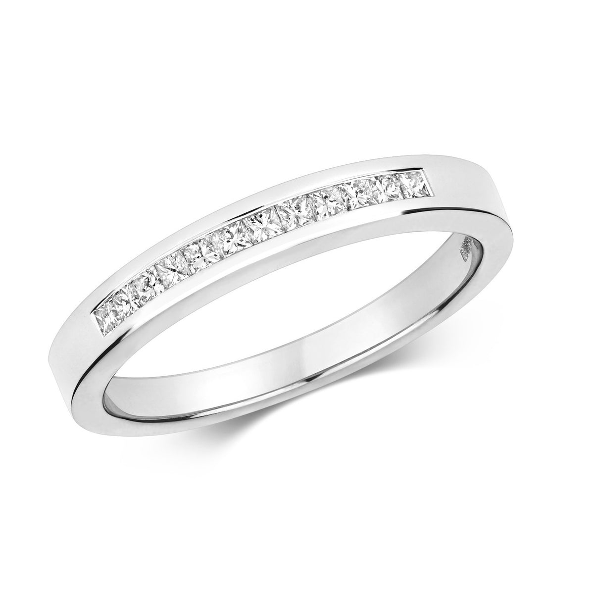 12 Natural Diamond Channel Set Ring 18ct White Gold Hallmarked Sizes J - Q
