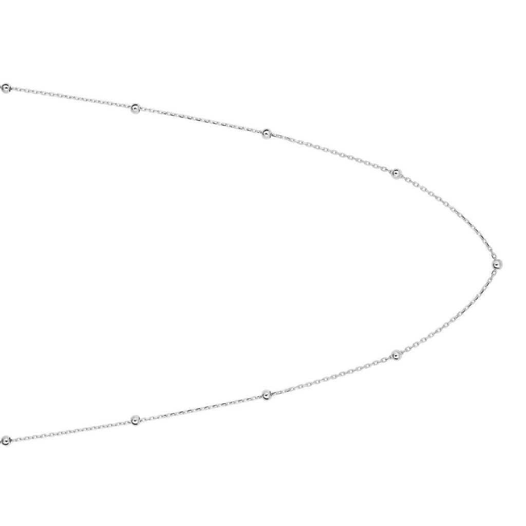 Fine Ball Station Chain Necklace 9ct White Gold 375 Hallmarked British Made