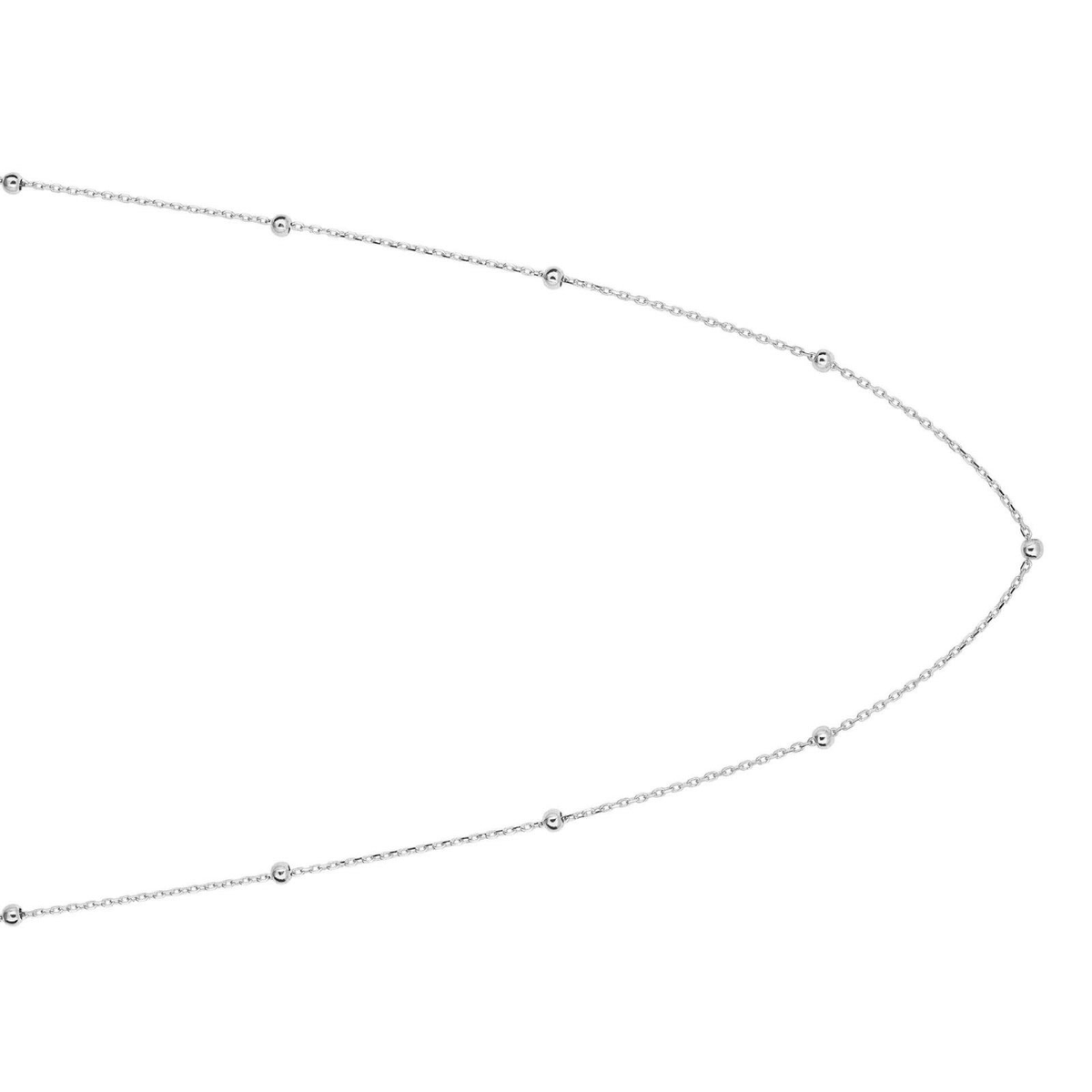 Fine Ball Station Chain Necklace 9ct White Gold 375 Hallmarked British Made