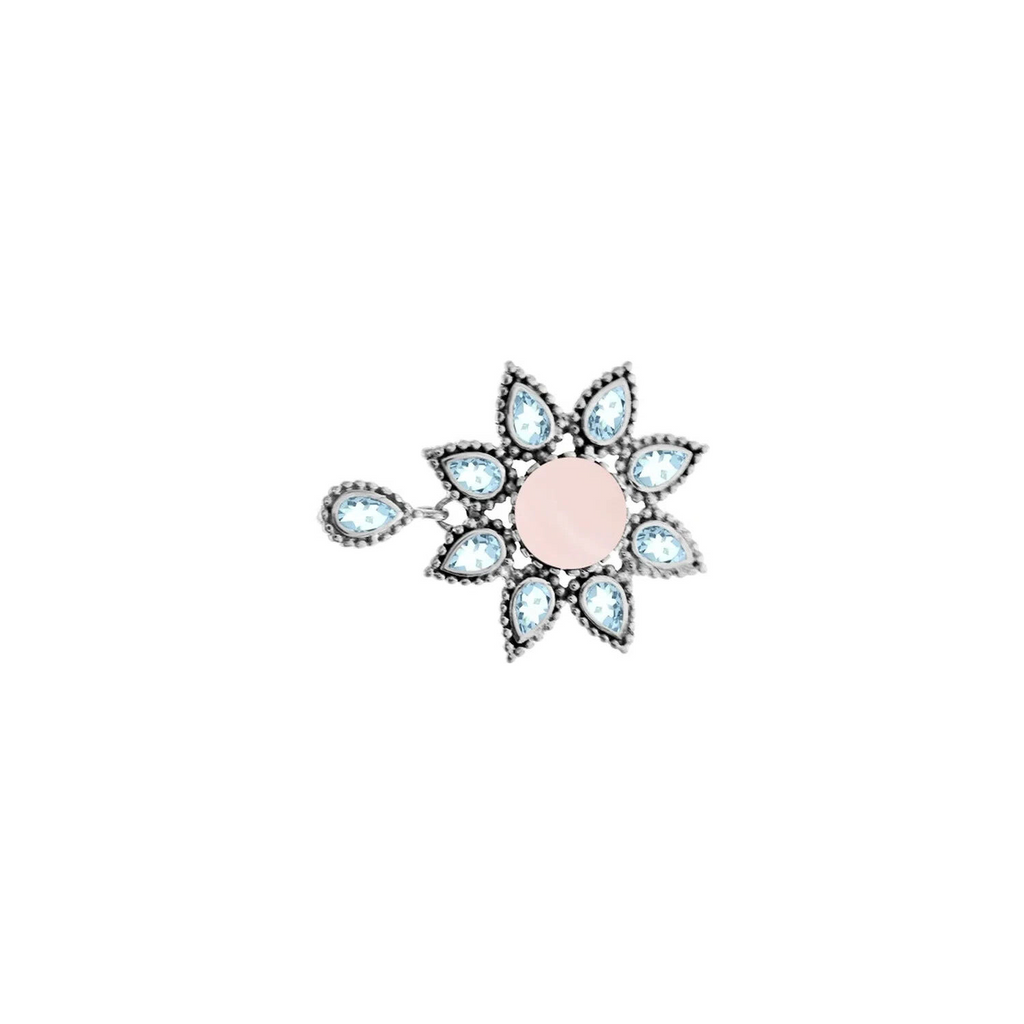 Floral Quartz & Topaz Pendant Sterling Silver 925 Hallmarked All Chain Lengths