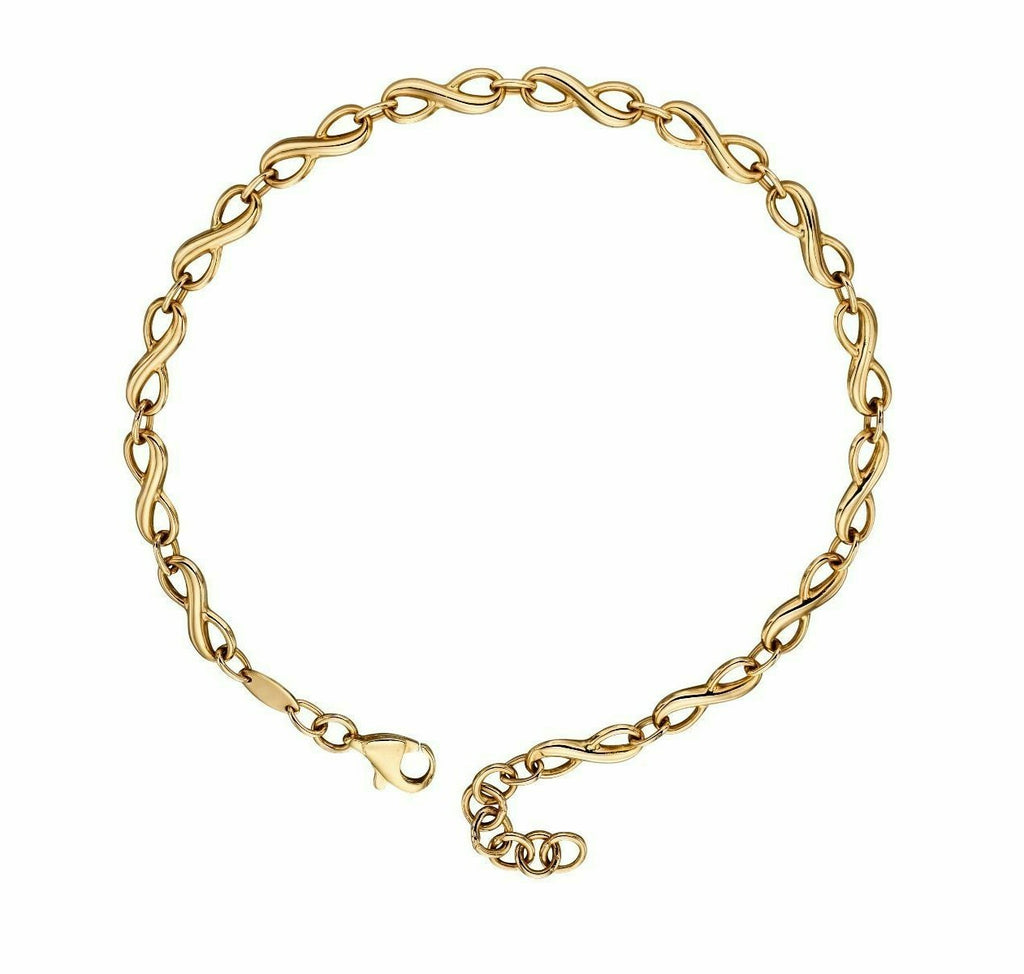 9ct Yellow Gold Infinity Tennis Bracelet (21cm) 375 Hallmarked British Made