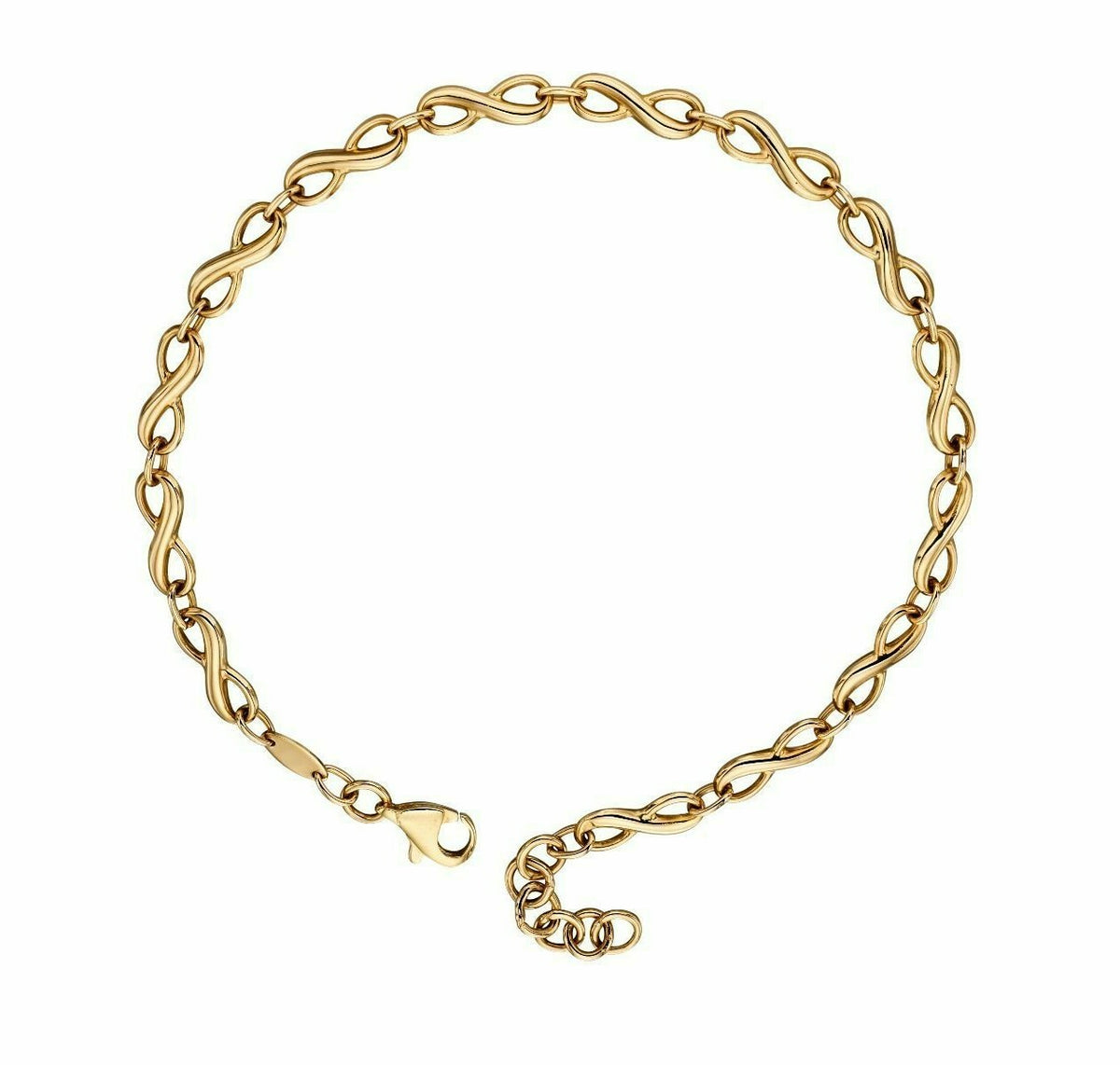 9ct Yellow Gold Infinity Tennis Bracelet (21cm) 375 Hallmarked British Made