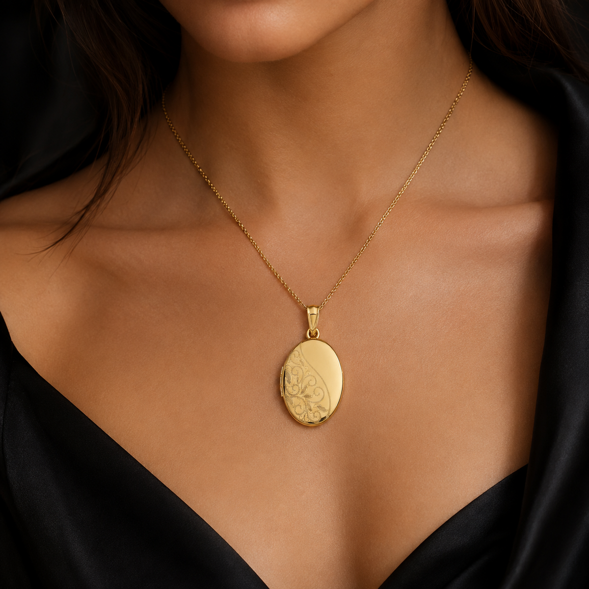 Floral Style 9ct Yellow Gold Locket 375 Hallmark British Made All Chain Lengths