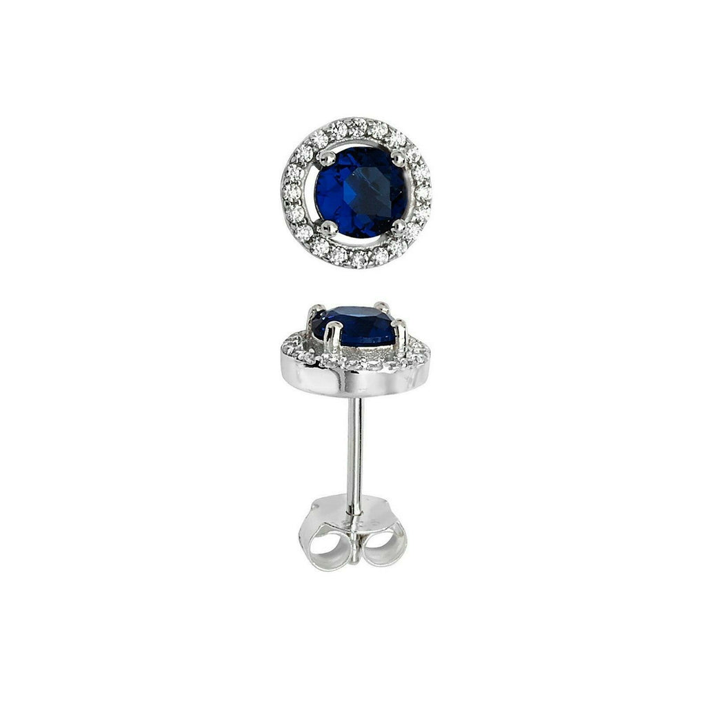 Sapphire Gemstone Earrings Solid Sterling Silver 925 Hallmark Brand New Boxed
