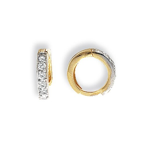 Mens 6 Stone Huggie Hoop Earring 9ct Yellow Gold Gents 375 Hallmark Brand New
