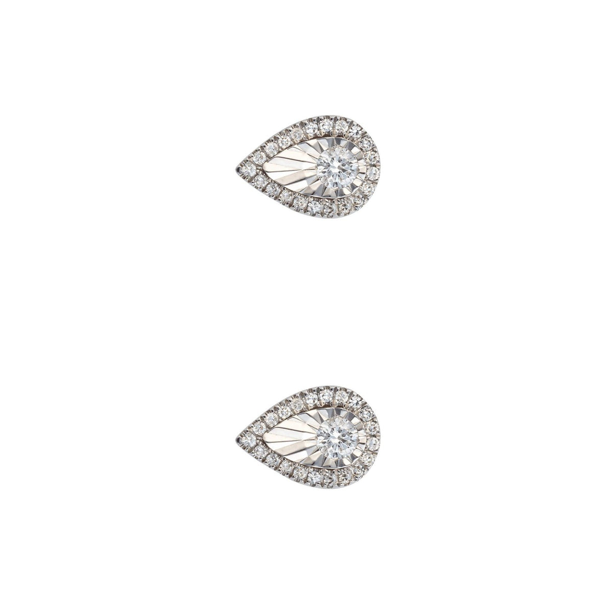 Real Diamond Cut Stud Earrings 9ct White Gold 375 Hallmarked British Made