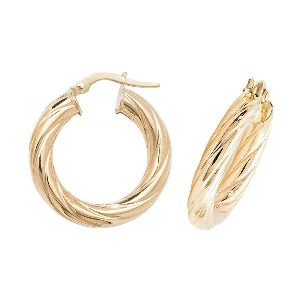 9ct Yellow Gold Woven Hoop Earrings 375 Hallmarked 10mm - 60mm Diameter