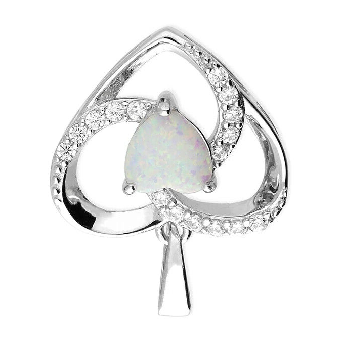 Statement Heart Opal Pendant Sterling Silver 925 Hallmarked All Chain Lengths
