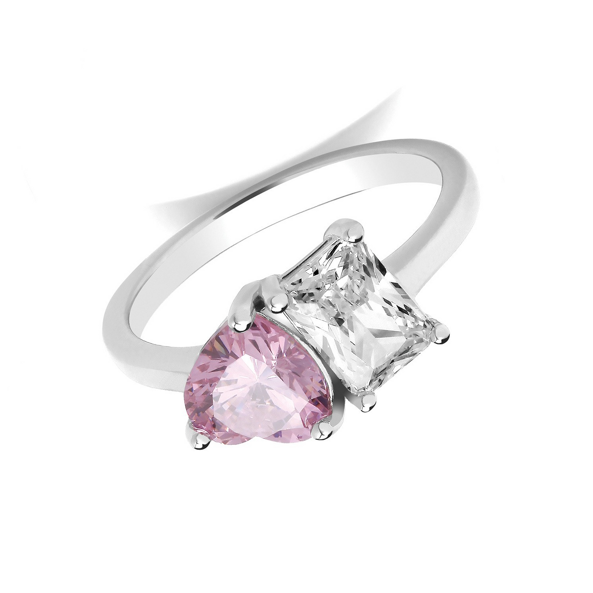 Pink Topaz Heart Ring Sterling Silver 925 Hallmark Size British Made Sizes M - X