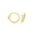 9ct Yellow Gold 1 Stone Hoop Earrings British Made 375 Hallmark Brand New Boxed