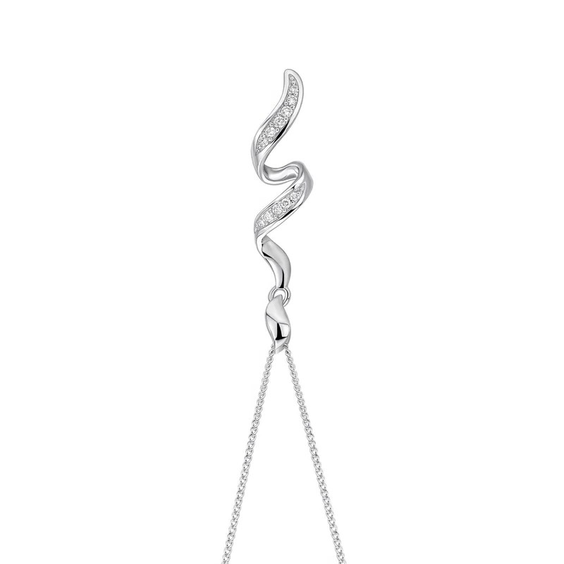 Natural Diamond Twist Pendant 9ct White Gold 375 Hallmarked British Made