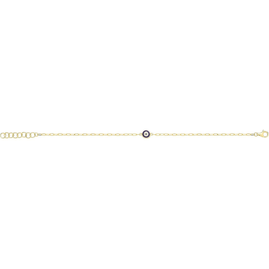 Blue Evil Eye Adjustable Bracelet 9ct Yellow Gold 375 Hallmarked British Made