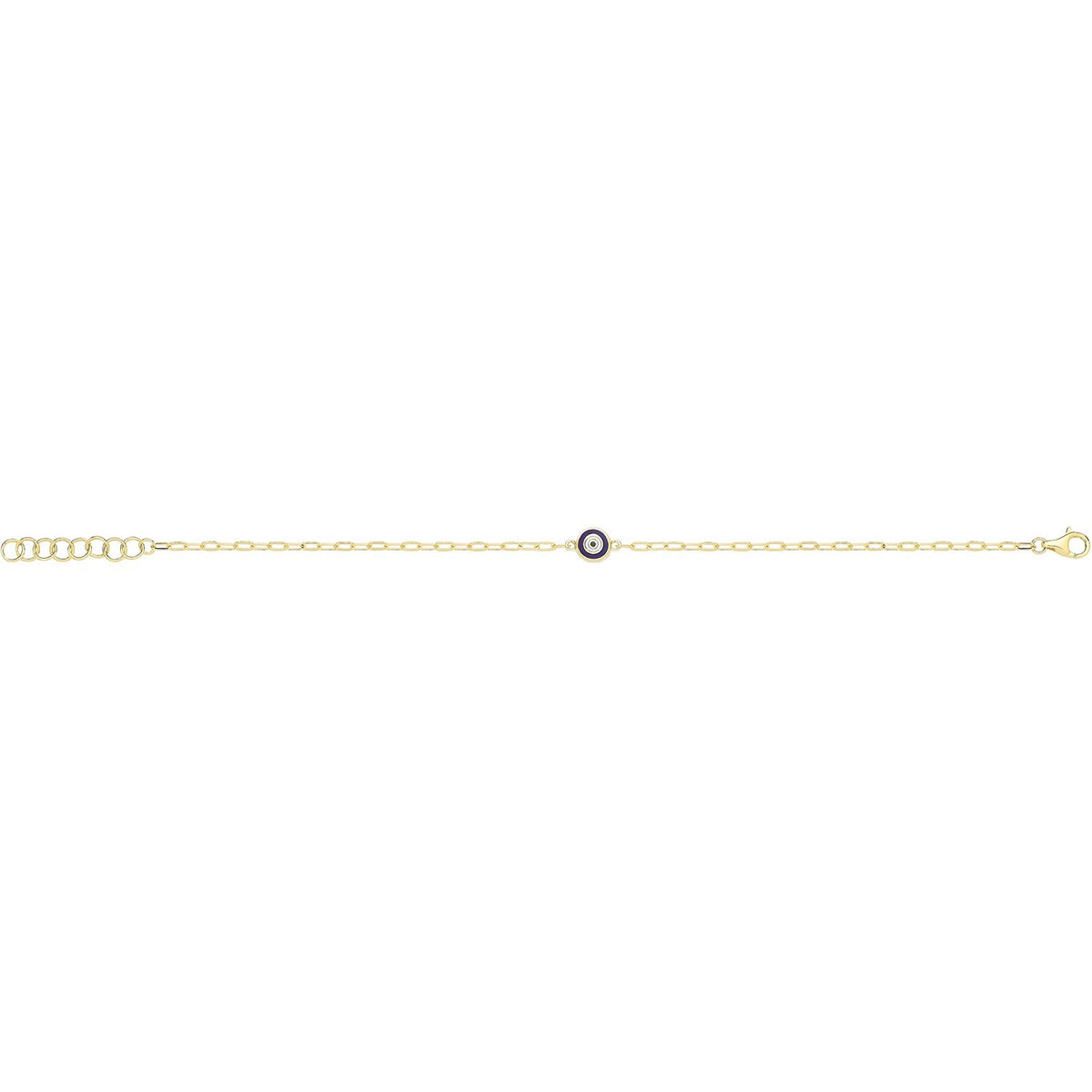 Blue Evil Eye Adjustable Bracelet 9ct Yellow Gold 375 Hallmarked British Made
