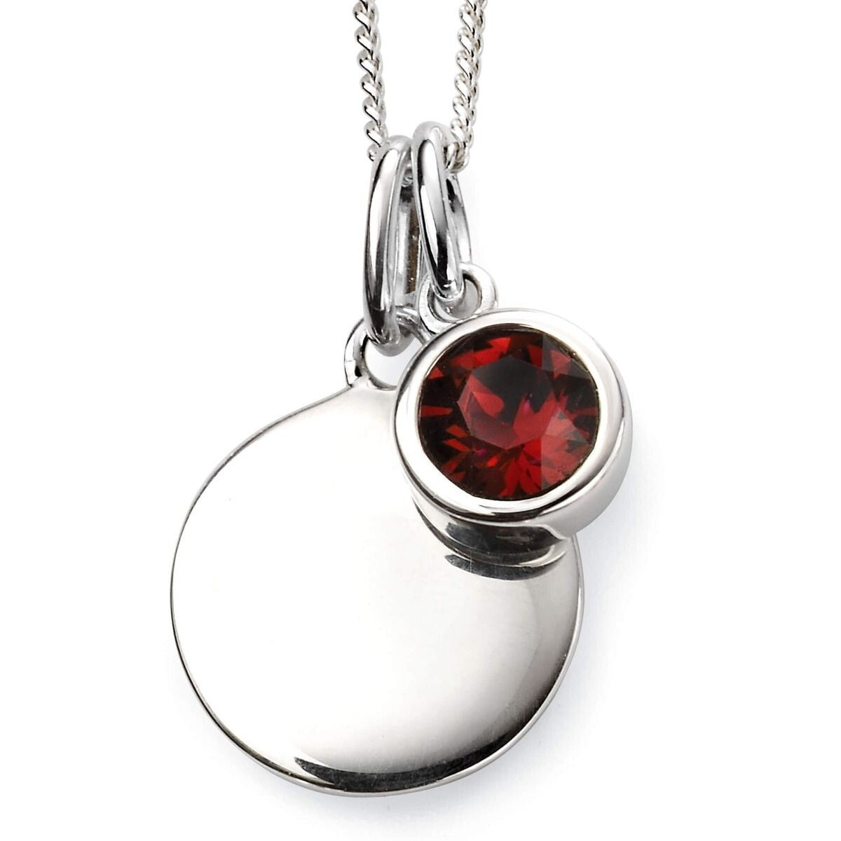 Engravable Solitaire Garnet Pendant and Earrings Set Solid Sterling Silver