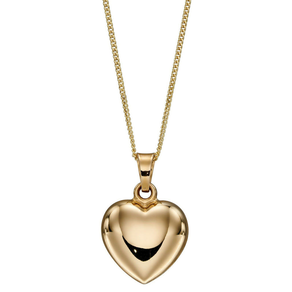 9ct Yellow Gold Heart Pendant Hallmarked British Made Engravable