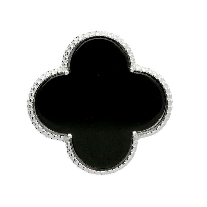 Onyx Quatrefoil Pendant Sterling Silver 925 Hallmarked All Chain Lengths