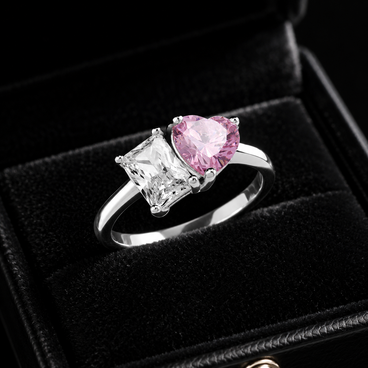 Pink Topaz Heart Ring Sterling Silver 925 Hallmark Size British Made Sizes M - X