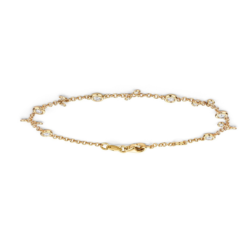 Flush 16 Natural Diamond 18ct Yellow Gold Bracelet 375 Hallmarked British Made