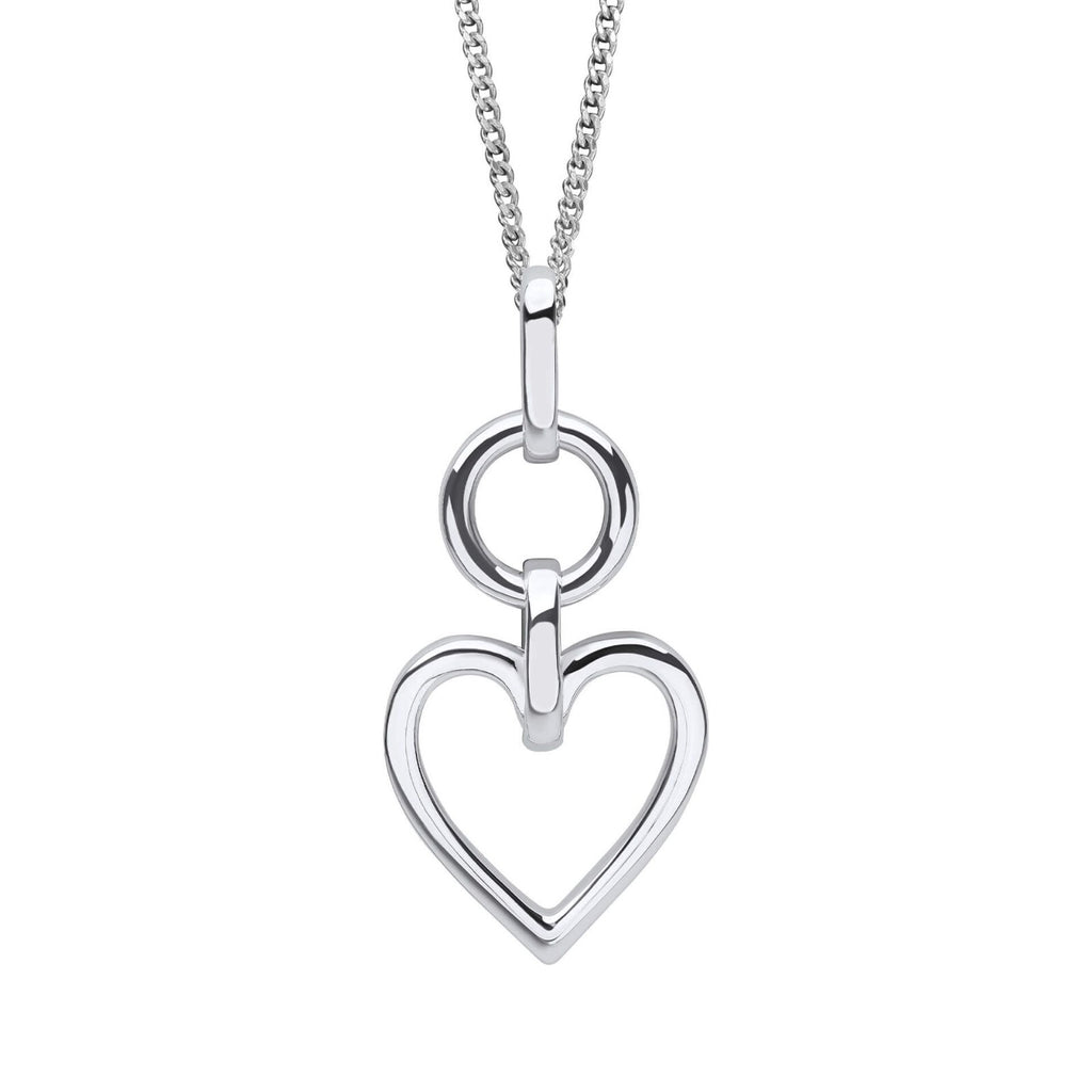 Open Heart Drop Pendant Sterling Silver 925 Hallmarked All Chain Lengths
