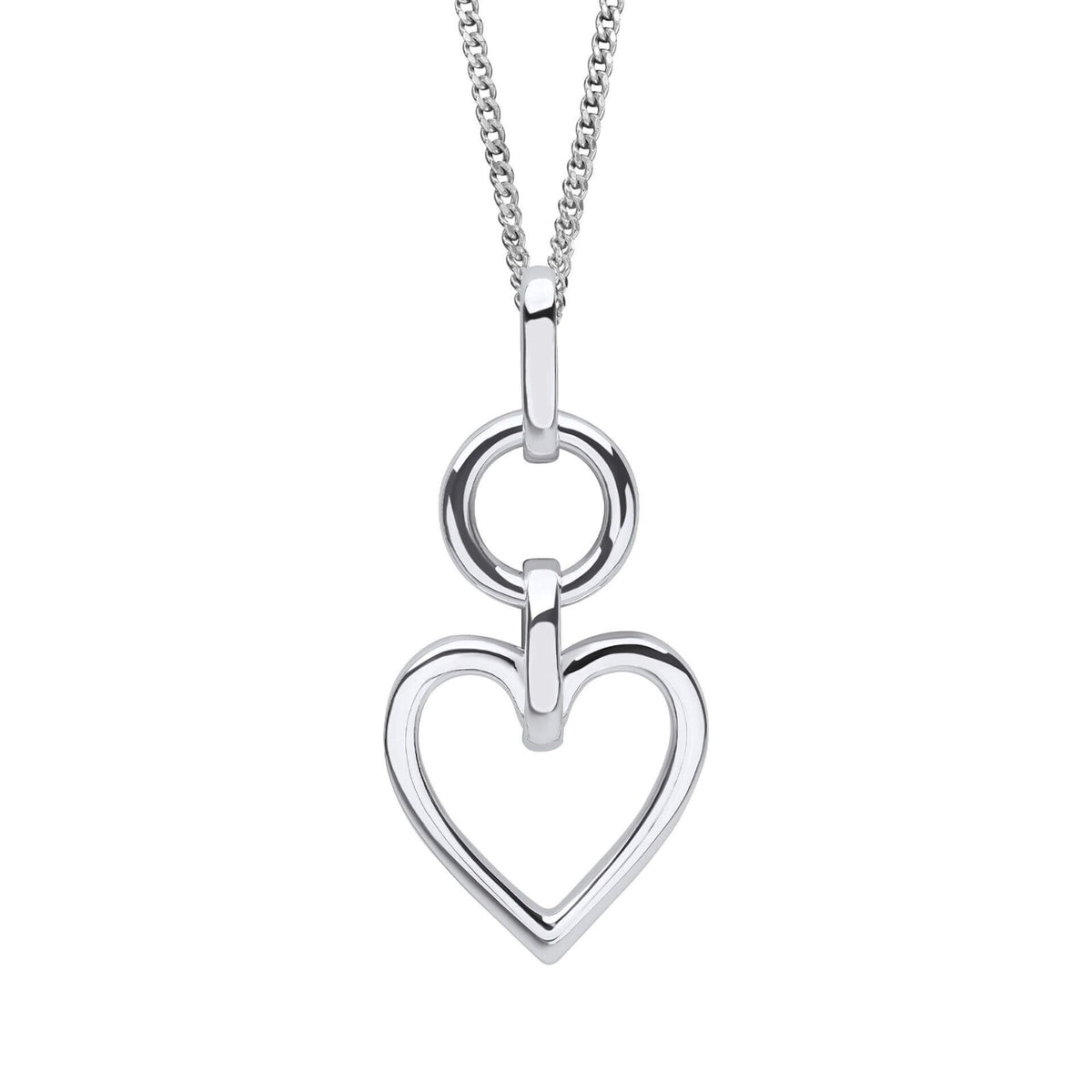 Open Heart Drop Pendant Sterling Silver 925 Hallmarked All Chain Lengths
