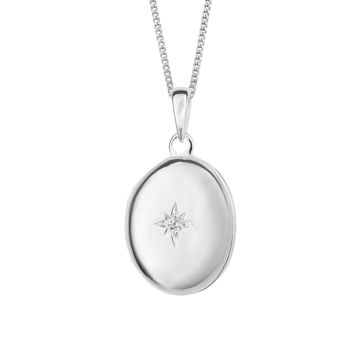 Starburst Oval Locket Gemstone Sterling Silver 925 Hallmarked All Chain Lengths