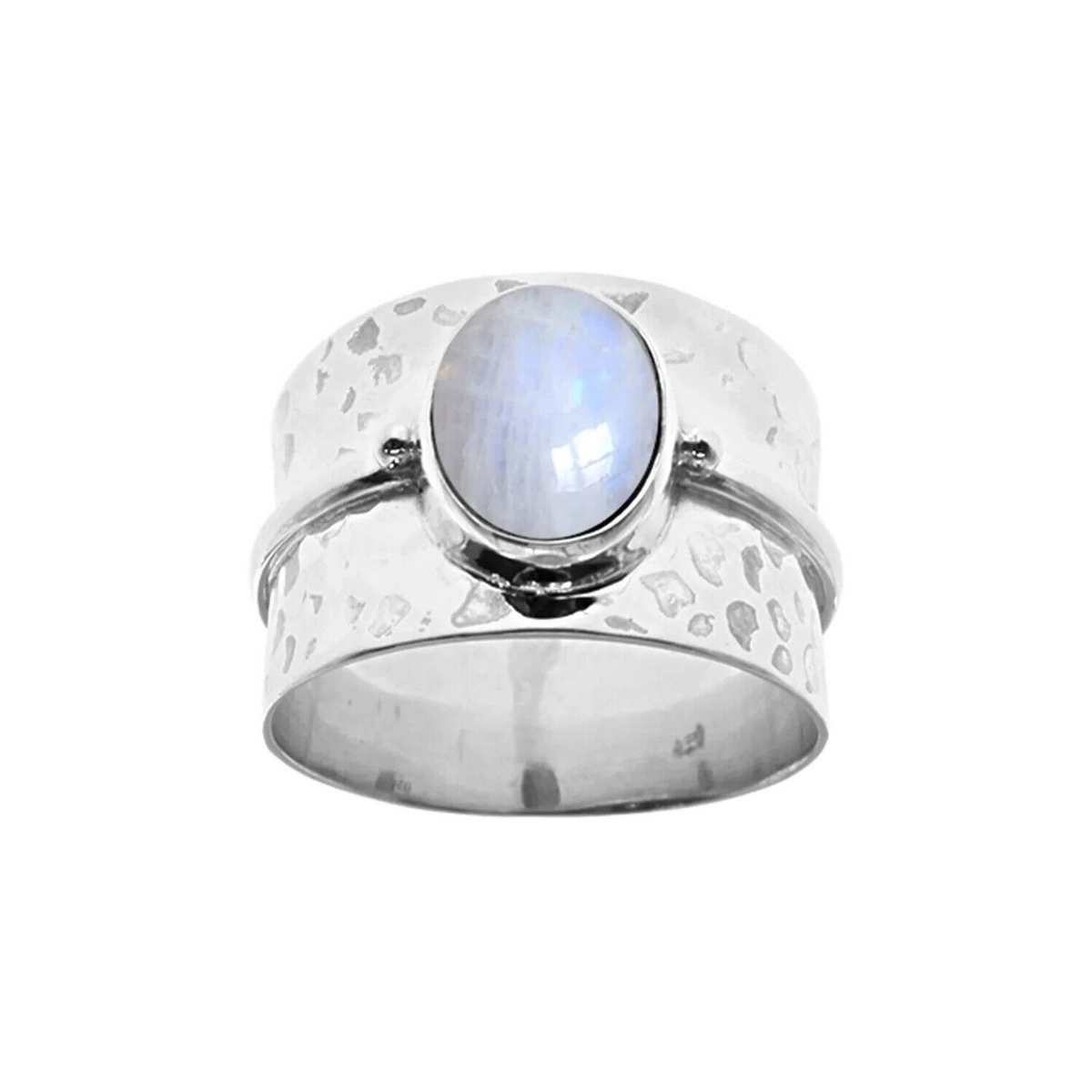 Tapered Oval Moonstone Ring Sterling Silver 925 Hallmark British Made Size K - T