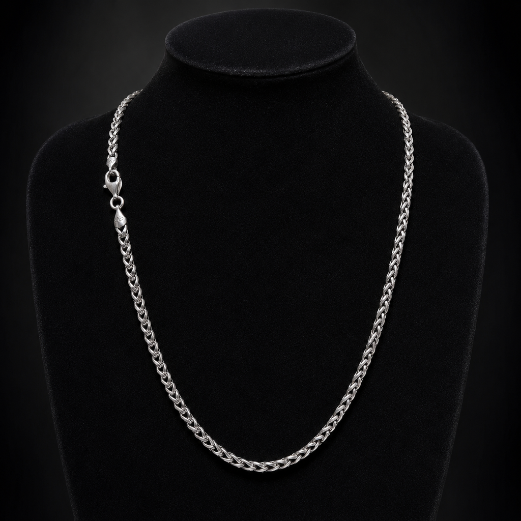 Heavy Gents Wheat Chain Solid Sterling Silver 925 Hallmarked British Made