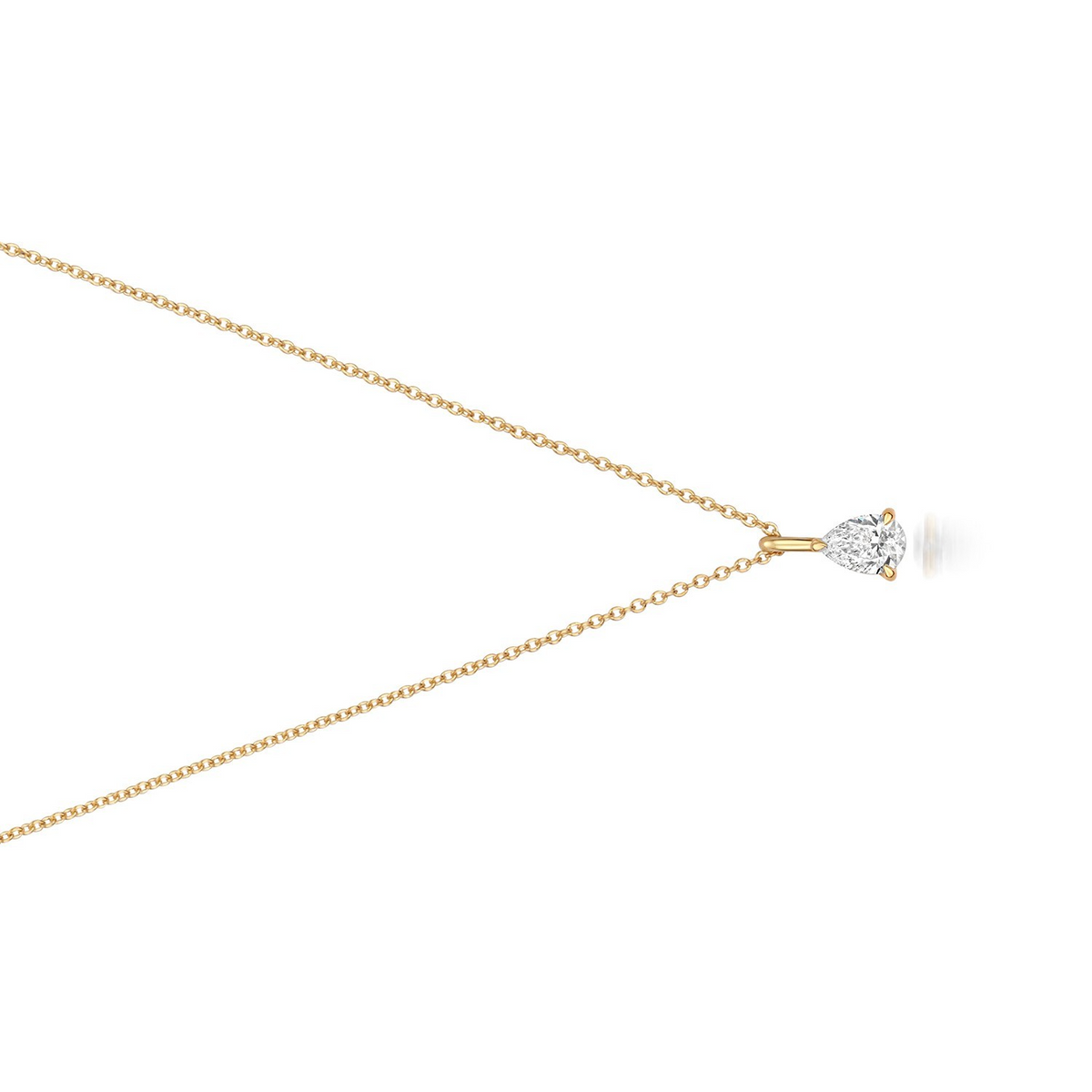 1 Natural Diamond Pear Cut Necklace 18ct Yellow Gold Hallmarked British Made
