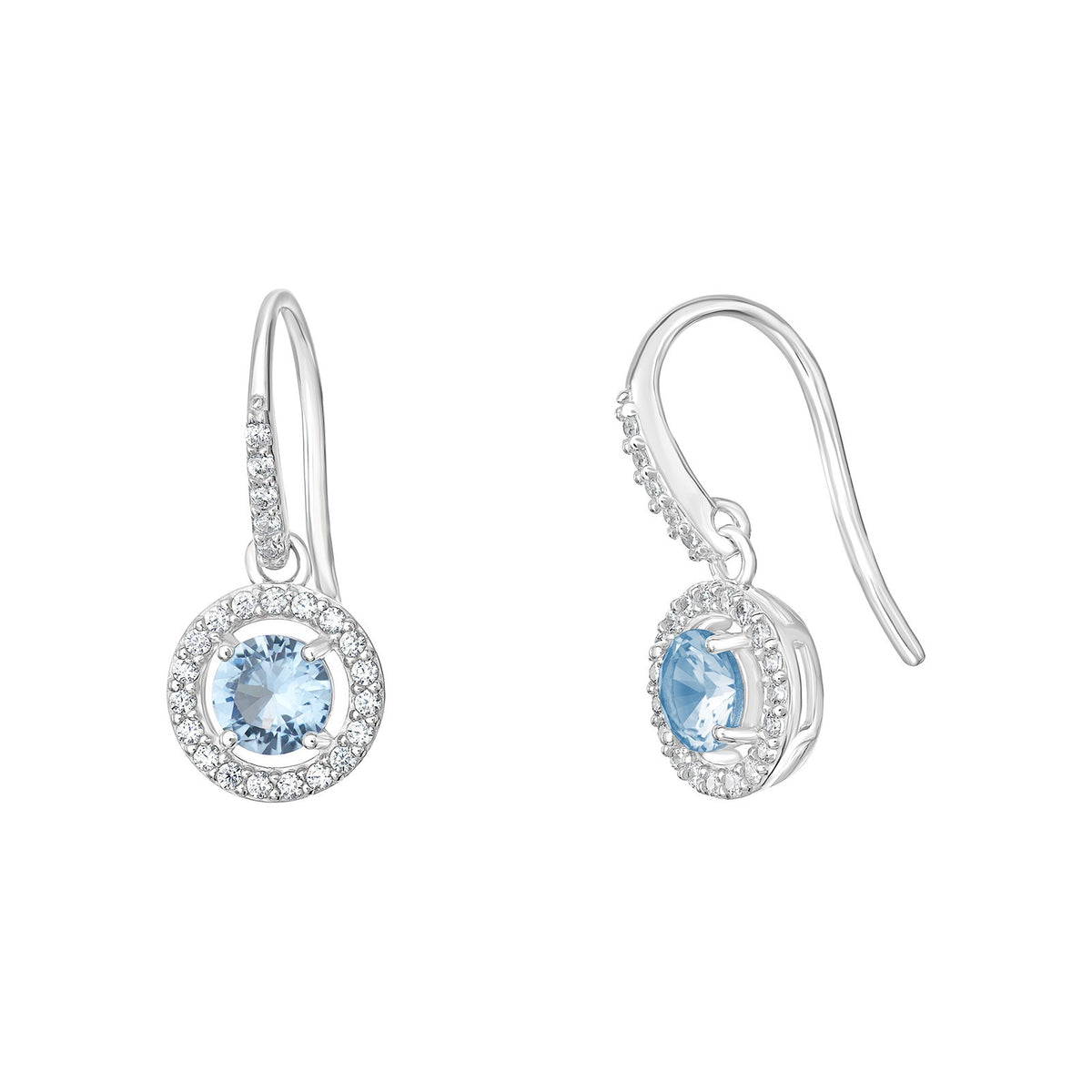 Natural Aquamarine Hoop Earrings Sterling Silver 925 Hallmarked British Made
