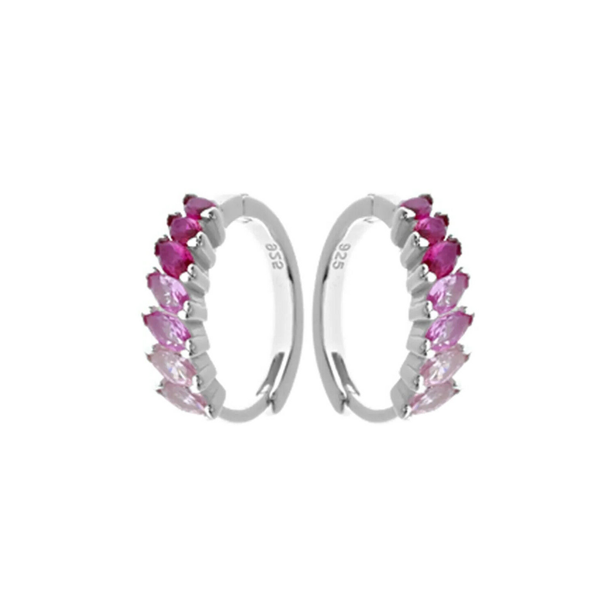 Marquise Pink Topaz Hoop Earrings Sterling Silver 925 Hallmarked Brand New Boxed