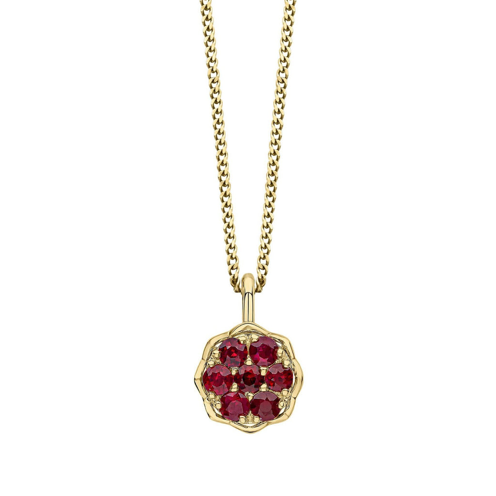 Cluster Natural Ruby Pendant 9ct Yellow Gold 375 Hallmarked British Made