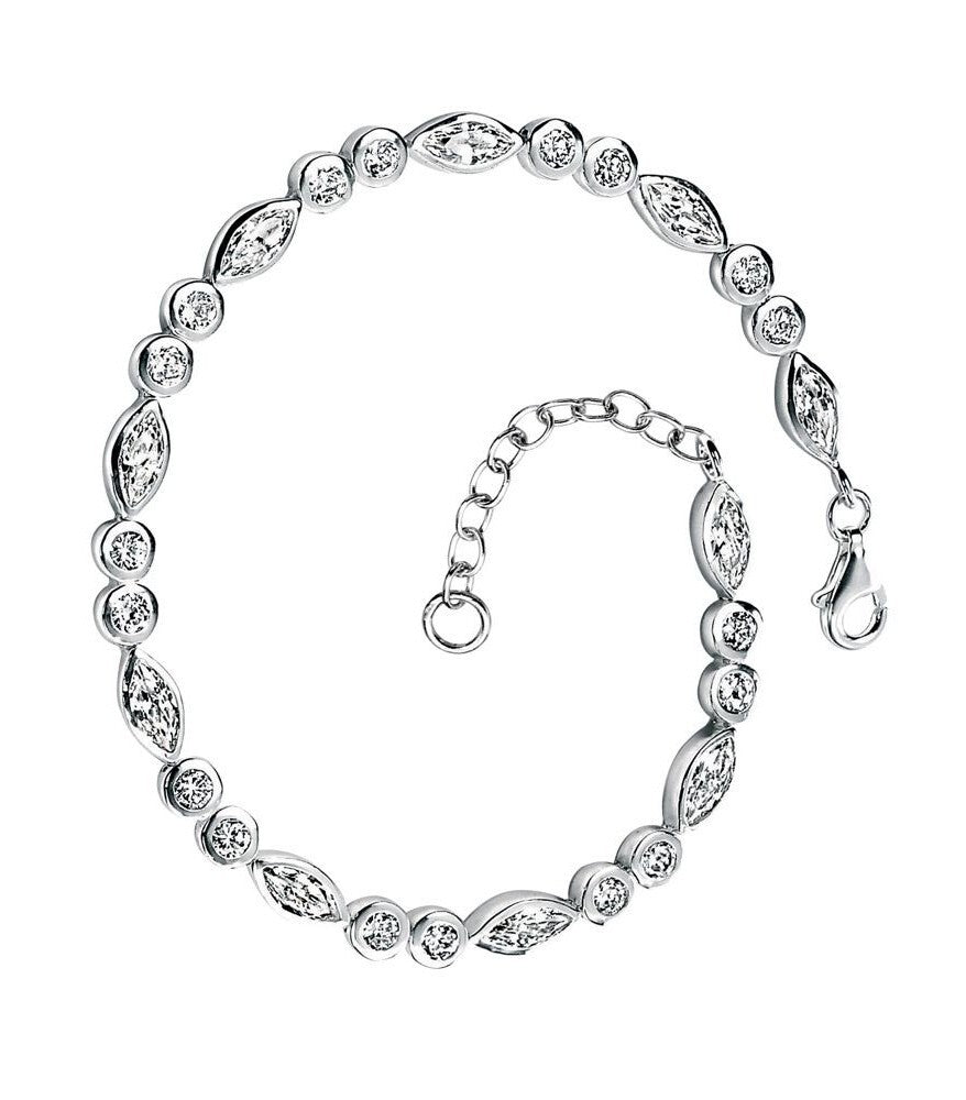 Marquise Zircon Chain Bracelet Sterling Silver 925 Hallmarked Brand New Boxed