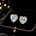 9ct Yellow Gold Heart Solitaire Earrings 375 Hallmarked British Made