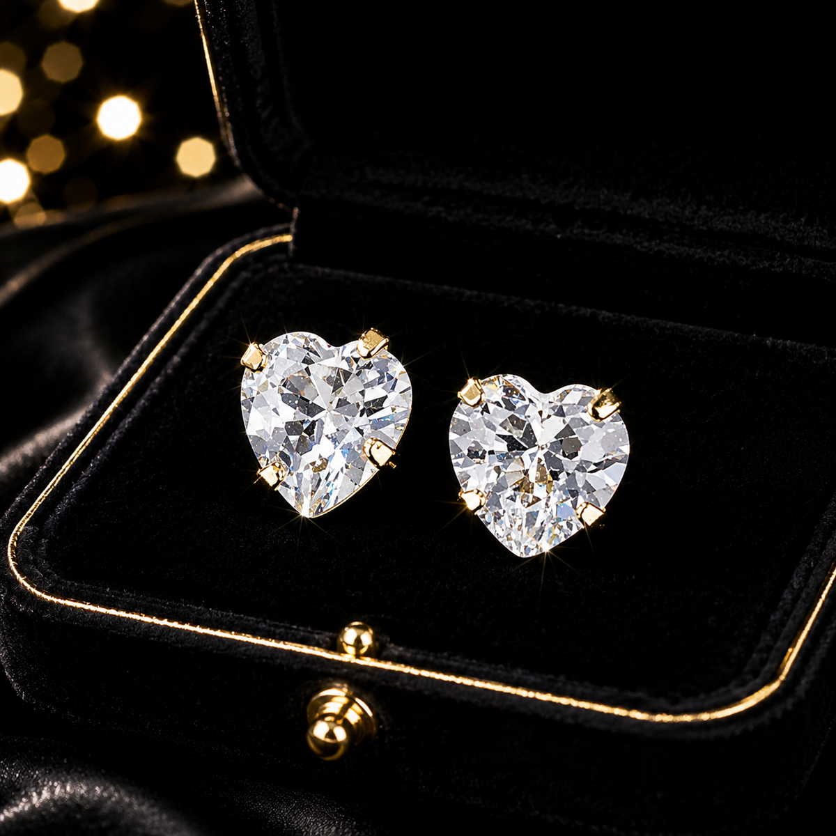 9ct Yellow Gold Heart Solitaire Earrings 375 Hallmarked British Made
