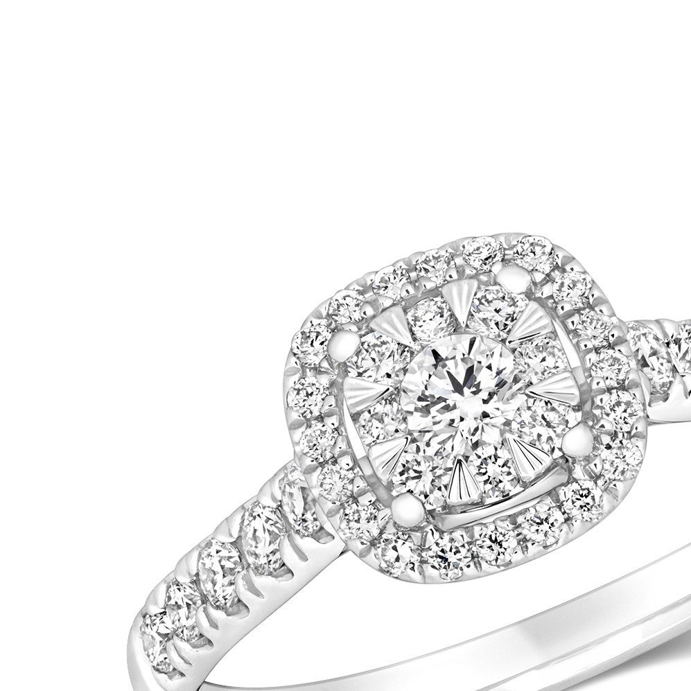 Natural Diamond Brilliant Halo Ring 18ct White Gold Hallmarked Sizes J - Q