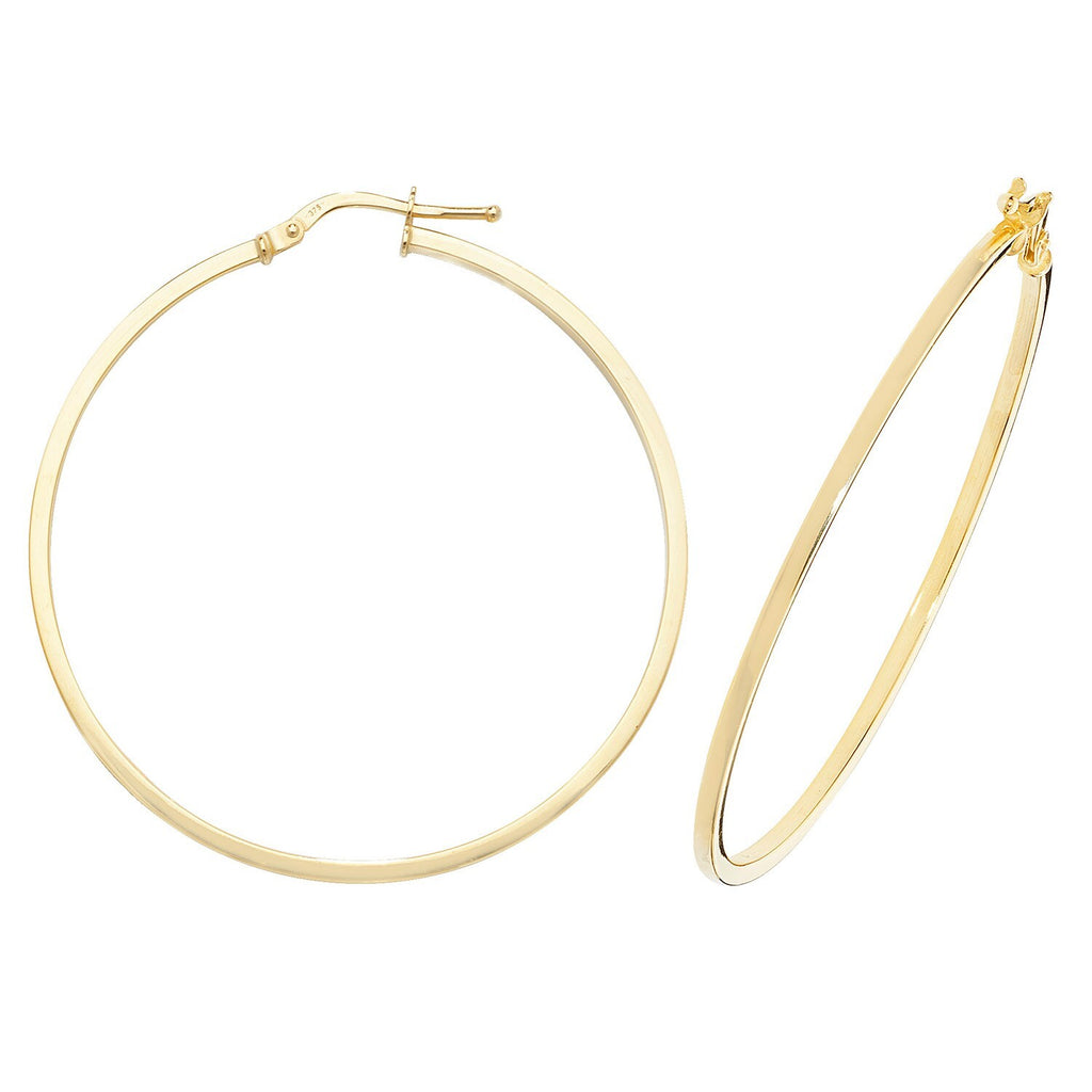 9ct Yellow Gold Hoop Earrings 375 Hallmarked 8mm - 50mm Diameter British Made