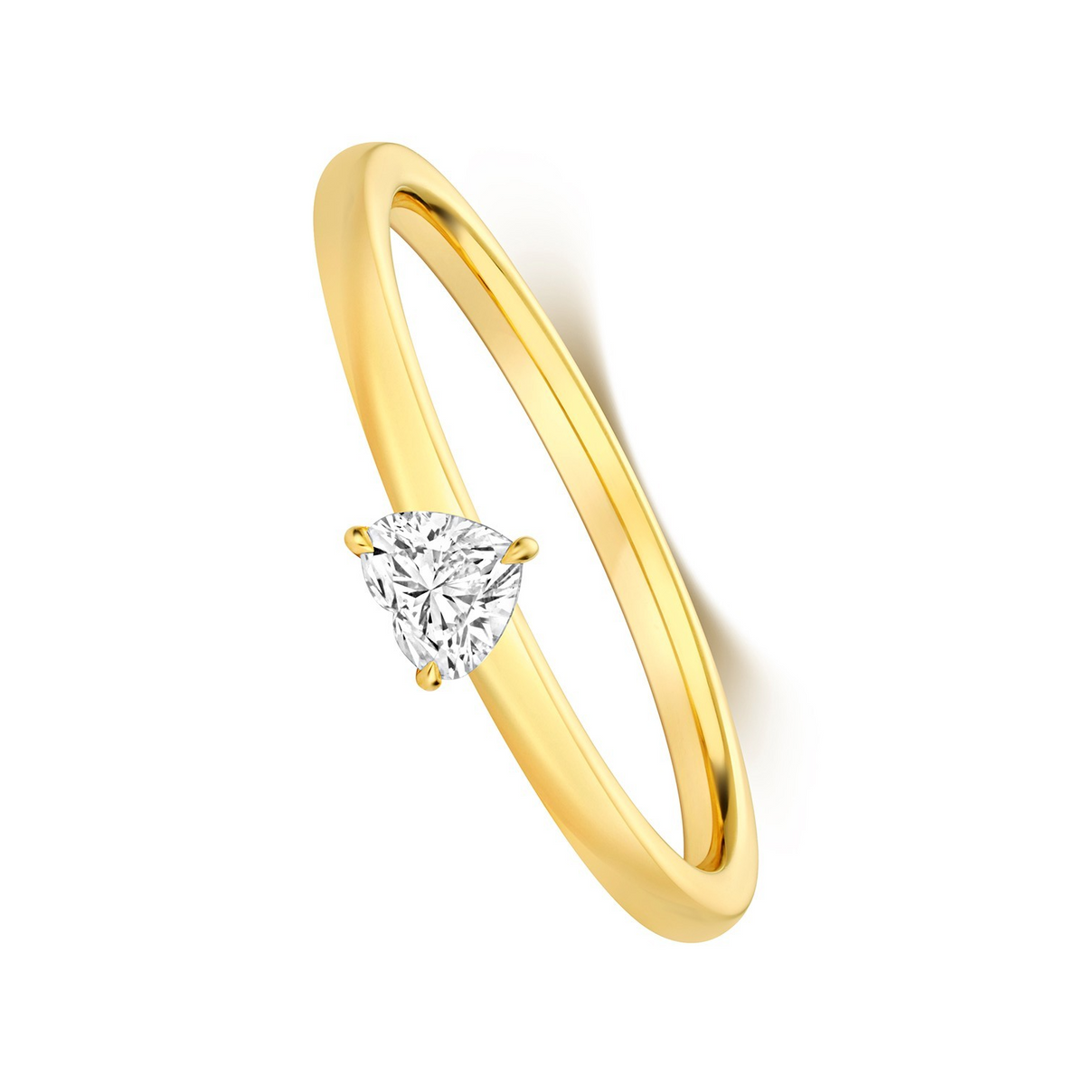 1 Natural Diamond Heart Solitaire Ring 18ct Yellow Gold Hallmarked Sizes K - N