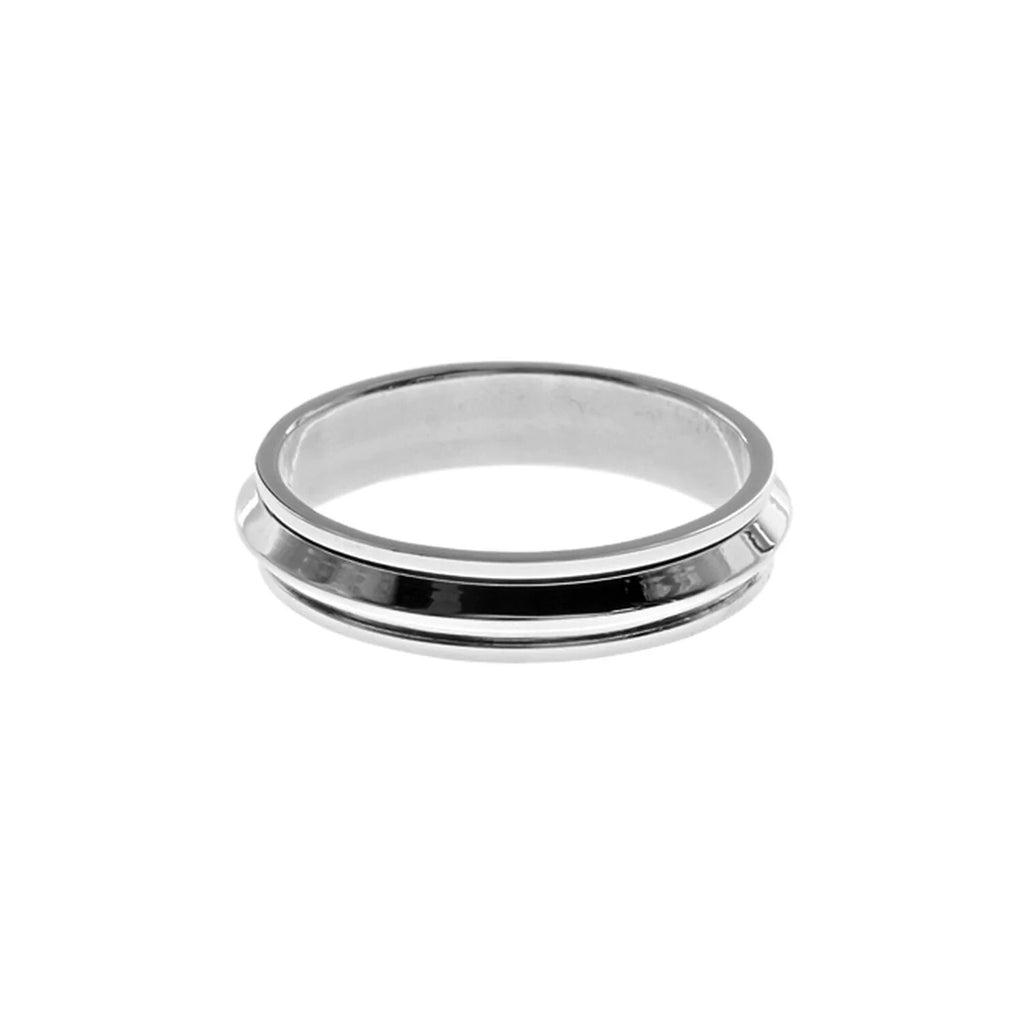 2 Tone Spinner Ring Sterling Silver 925 Hallmarked British Made Size J - T