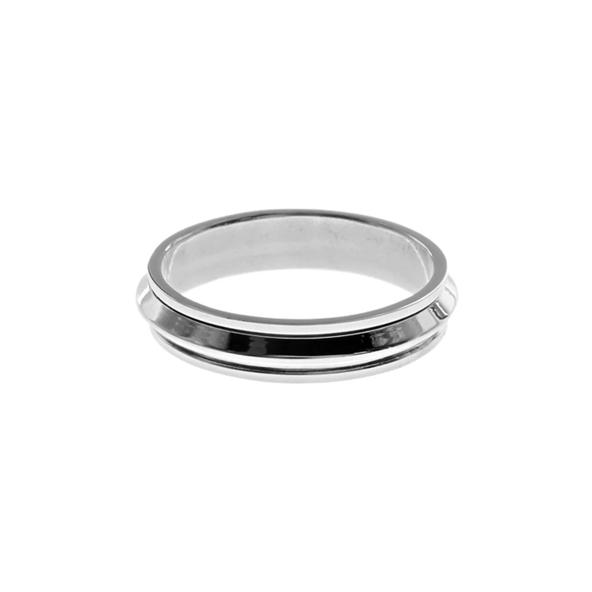 2 Tone Spinner Ring Sterling Silver 925 Hallmarked British Made Size J - T