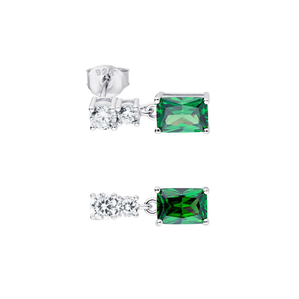 Natural Emerald Drop Earrings Sterling Silver 925 Hallmarked British Made