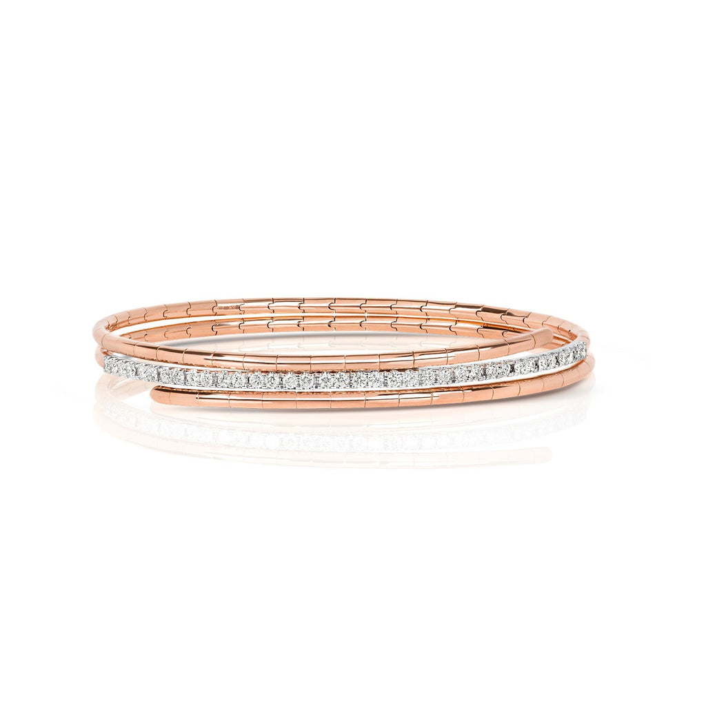 Wrap Natural Diamond 18ct Rose Gold Bangle 375 Hallmarked British Made